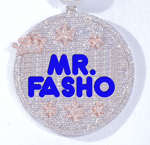 CUSTOM LETTER NECKLACE 3D BIG CROWN DISC