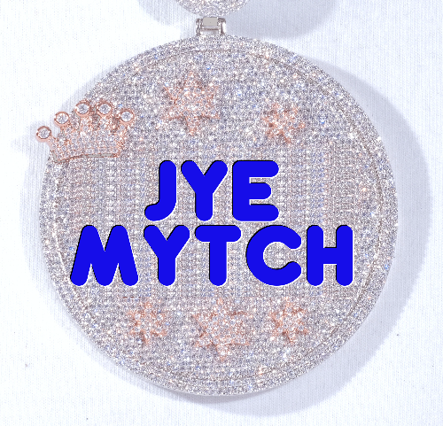 CUSTOM LETTER NECKLACE 3D BIG CROWN DISC