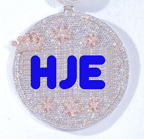 CUSTOM LETTER NECKLACE 3D BIG CROWN DISC
