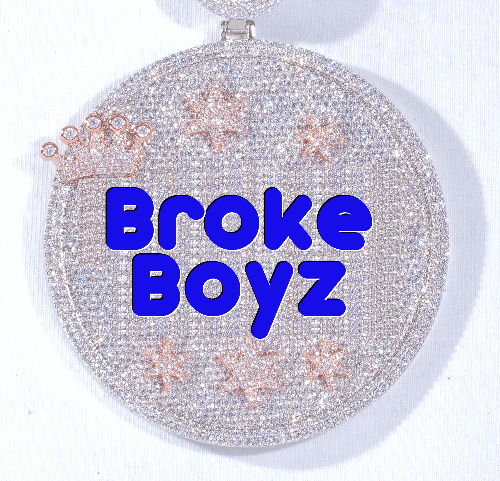 CUSTOM LETTER NECKLACE 3D BIG CROWN DISC