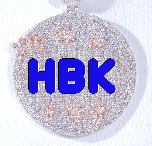 CUSTOM LETTER NECKLACE 3D BIG CROWN DISC