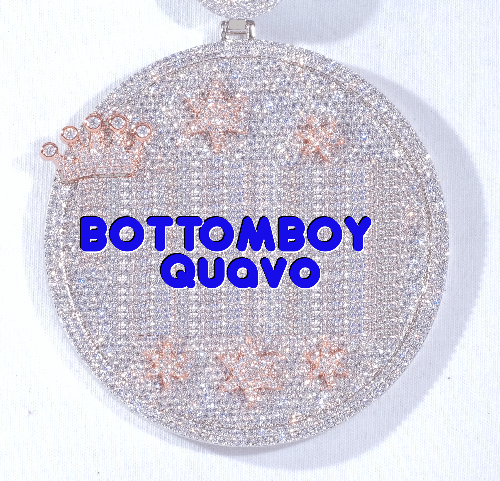 CUSTOM LETTER NECKLACE 3D BIG CROWN DISC