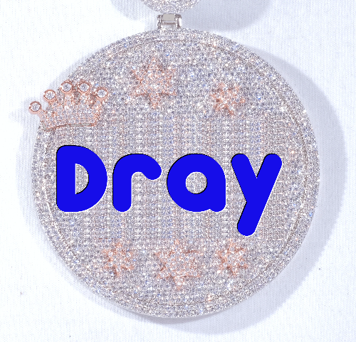 CUSTOM LETTER NECKLACE 3D BIG CROWN DISC