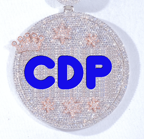 CUSTOM LETTER NECKLACE 3D BIG CROWN DISC