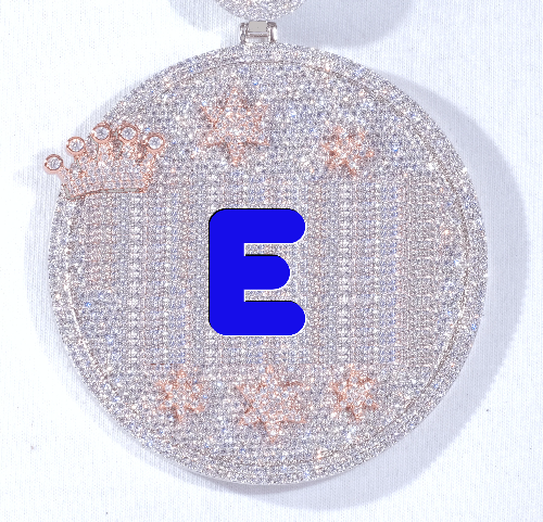 CUSTOM LETTER NECKLACE 3D BIG CROWN DISC