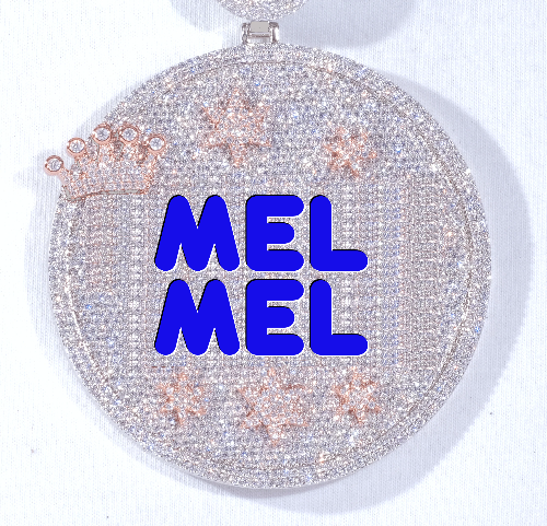 CUSTOM LETTER NECKLACE 3D BIG CROWN DISC