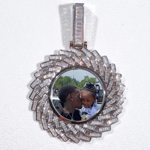 Large 3D Baguette Custom Picture Pendant