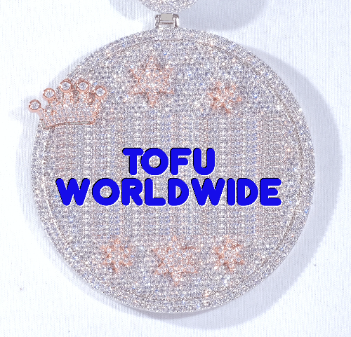 CUSTOM LETTER NECKLACE 3D BIG CROWN DISC