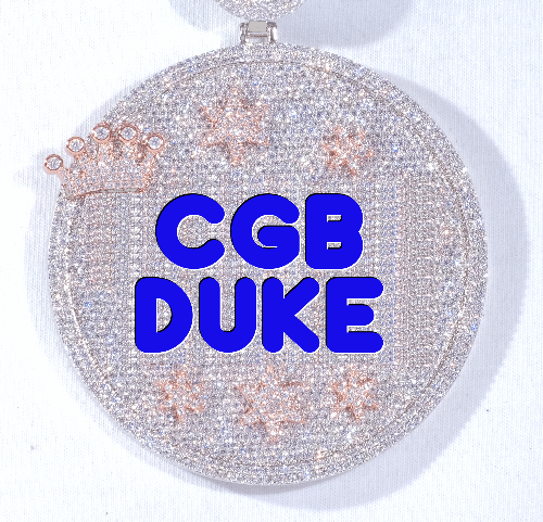 CUSTOM LETTER NECKLACE 3D BIG CROWN DISC