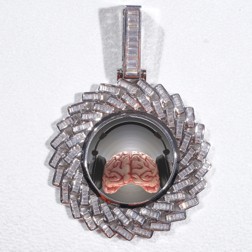 Large 3D Baguette Custom Picture Pendant
