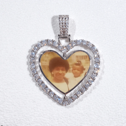 3D Spinning 2-Faced Heart Custom Picture Pendant
