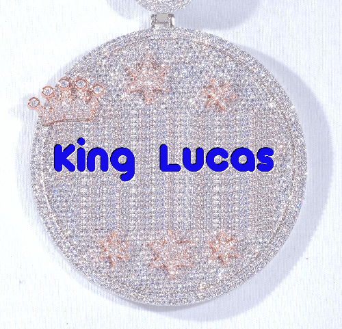 CUSTOM LETTER NECKLACE 3D BIG CROWN DISC