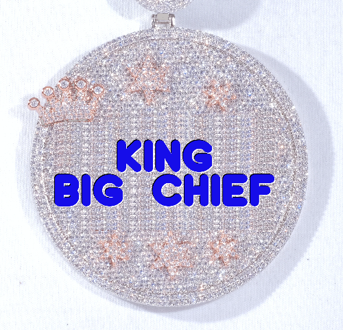 CUSTOM LETTER NECKLACE 3D BIG CROWN DISC
