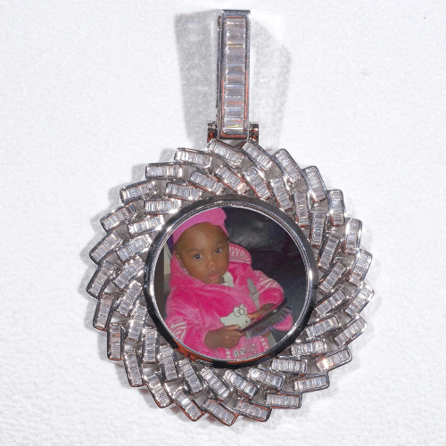 Large 3D Baguette Custom Picture Pendant