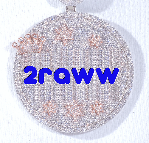 CUSTOM LETTER NECKLACE 3D BIG CROWN DISC