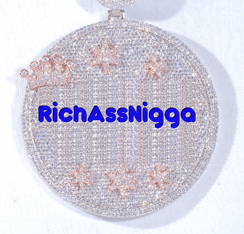 CUSTOM LETTER NECKLACE 3D BIG CROWN DISC