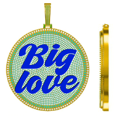CUSTOM LETTER NECKLACE 3D BIG DISC