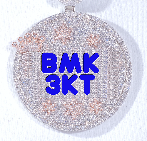CUSTOM LETTER NECKLACE 3D BIG CROWN DISC