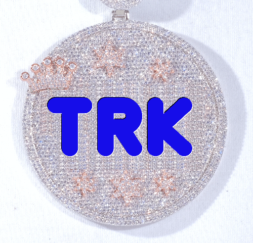 CUSTOM LETTER NECKLACE 3D BIG CROWN DISC