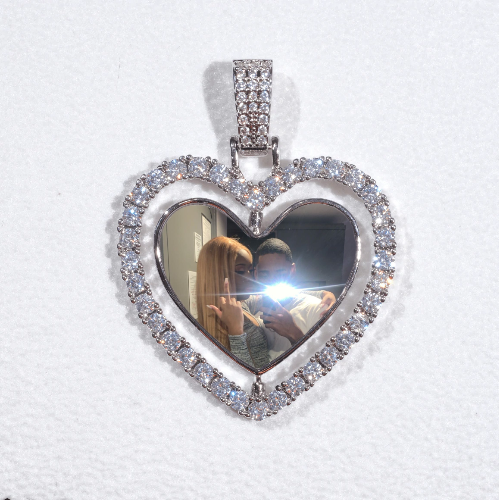 3D Spinning 2-Faced Heart Custom Picture Pendant
