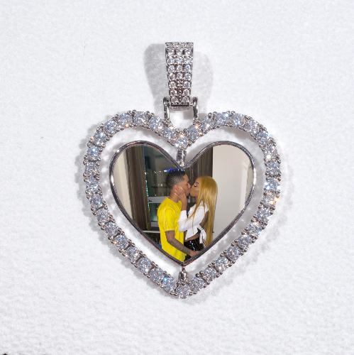 3D Spinning 2-Faced Heart Custom Picture Pendant