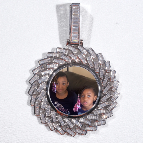 Large 3D Baguette Custom Picture Pendant