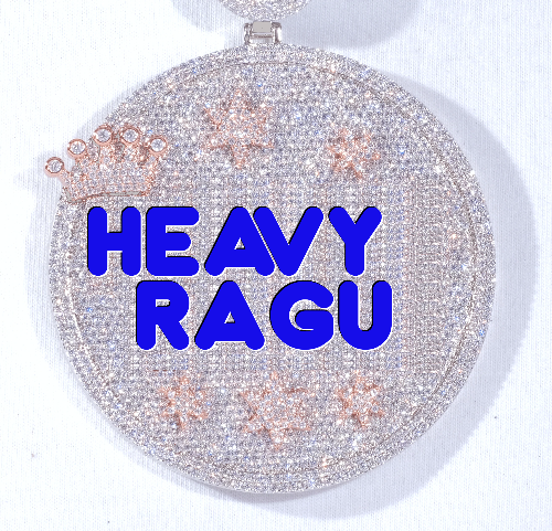 CUSTOM LETTER NECKLACE 3D BIG CROWN DISC