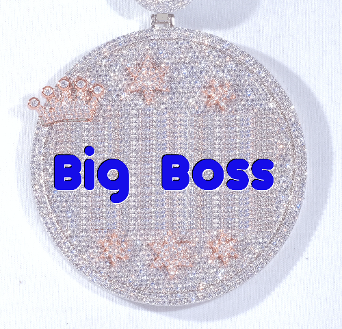 CUSTOM LETTER NECKLACE 3D BIG CROWN DISC