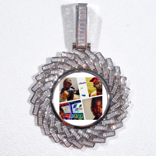 Large 3D Baguette Custom Picture Pendant