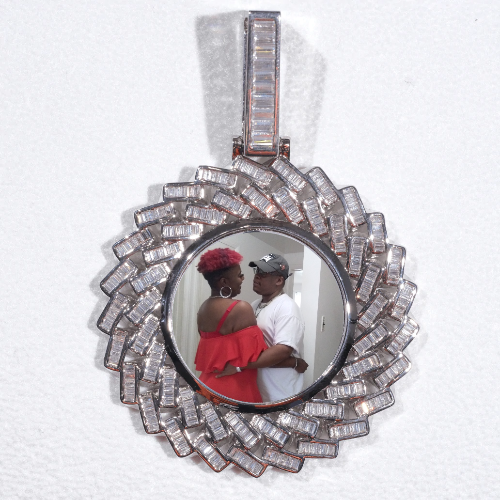 Large 3D Baguette Custom Picture Pendant
