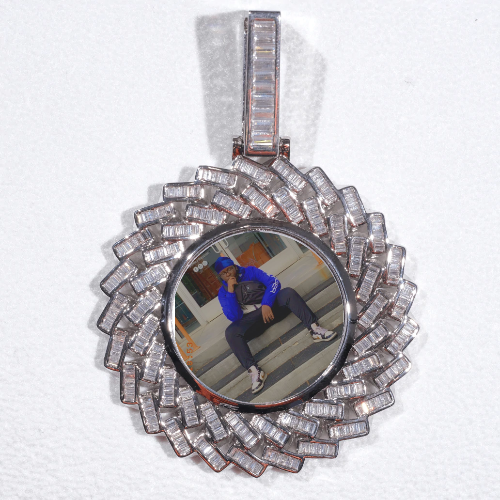 Large 3D Baguette Custom Picture Pendant