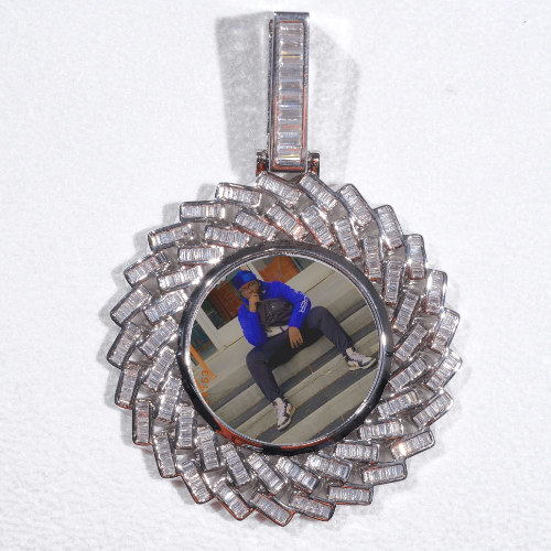 Large 3D Baguette Custom Picture Pendant