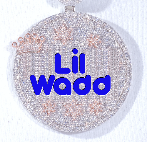 CUSTOM LETTER NECKLACE 3D BIG CROWN DISC