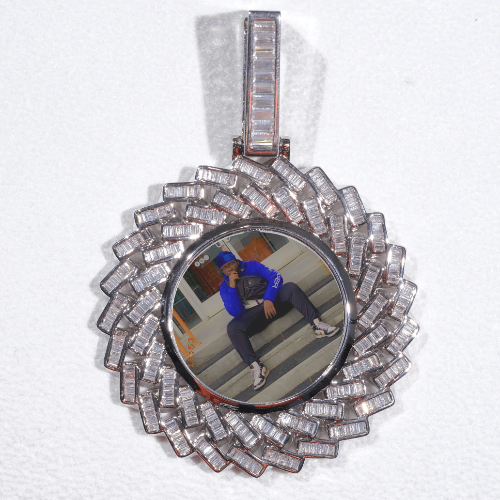 Large 3D Baguette Custom Picture Pendant