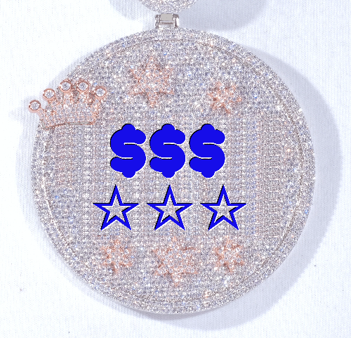 CUSTOM LETTER NECKLACE 3D BIG CROWN DISC