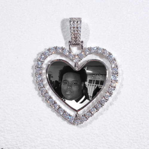 3D Spinning 2-Faced Heart Custom Picture Pendant