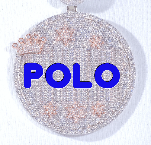 CUSTOM LETTER NECKLACE 3D BIG CROWN DISC