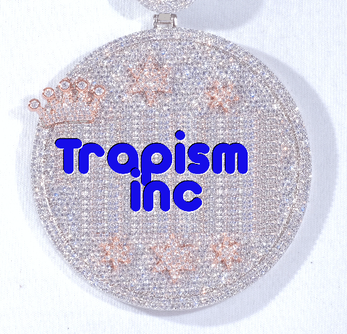 CUSTOM LETTER NECKLACE 3D BIG CROWN DISC