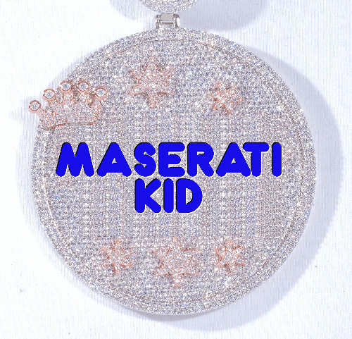 CUSTOM LETTER NECKLACE 3D BIG CROWN DISC