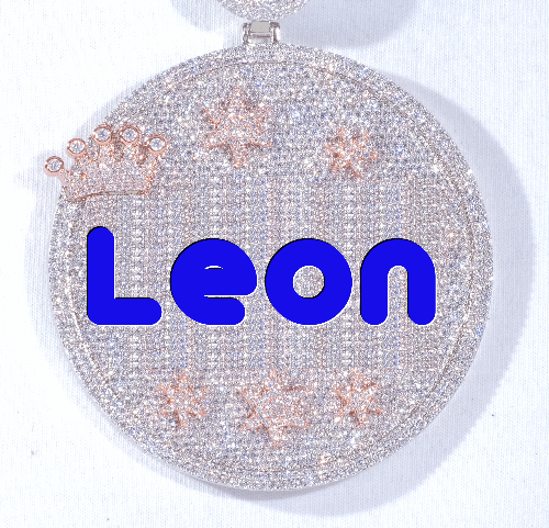 CUSTOM LETTER NECKLACE 3D BIG CROWN DISC