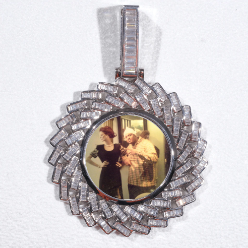 Large 3D Baguette Custom Picture Pendant