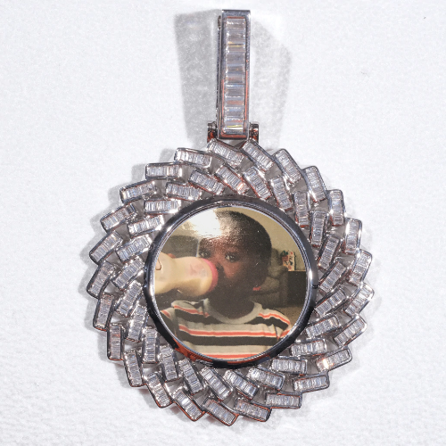 Large 3D Baguette Custom Picture Pendant