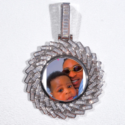 Large 3D Baguette Custom Picture Pendant