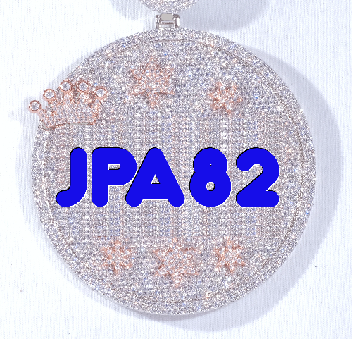 CUSTOM LETTER NECKLACE 3D BIG CROWN DISC