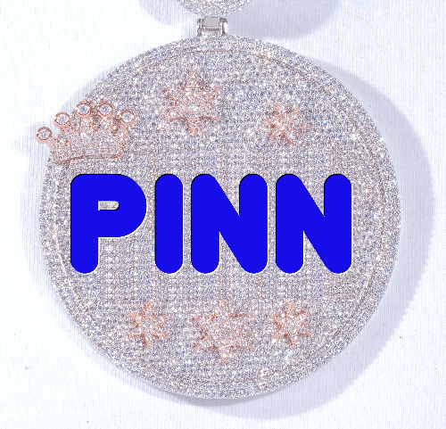 CUSTOM LETTER NECKLACE 3D BIG CROWN DISC