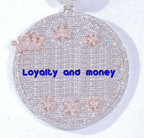 CUSTOM LETTER NECKLACE 3D BIG CROWN DISC