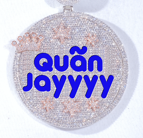 CUSTOM LETTER NECKLACE 3D BIG CROWN DISC