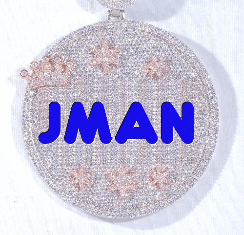 CUSTOM LETTER NECKLACE 3D BIG CROWN DISC