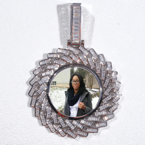 Large 3D Baguette Custom Picture Pendant