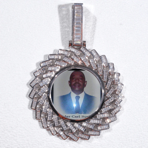 Large 3D Baguette Custom Picture Pendant
